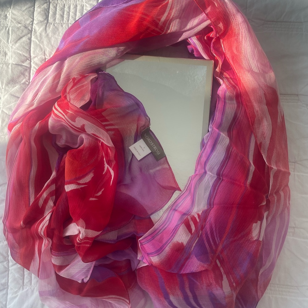 Nordstrom Vibrant Red and Purple Scarf